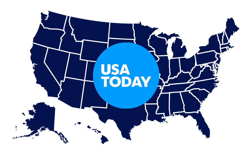 United States map outline, with USA TODAY logo in center